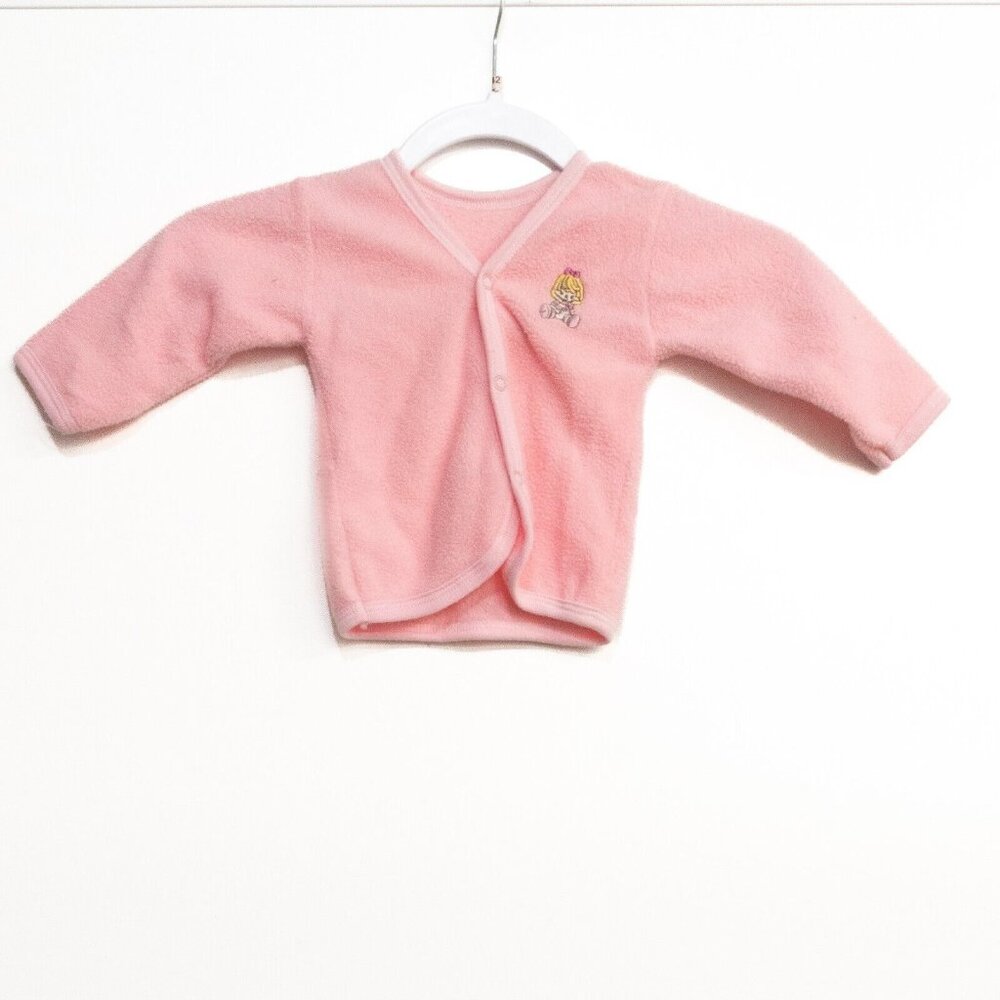 Angel Baby Toddler Girls Pink Polycotton Sweater Long Sleeve Cardigan Snap 6M